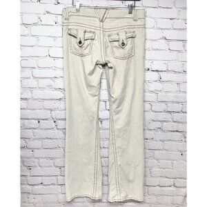 Vtg Bebe Y2K Cream Low Rise Corduroy Hippie Flare Pants Sz 27